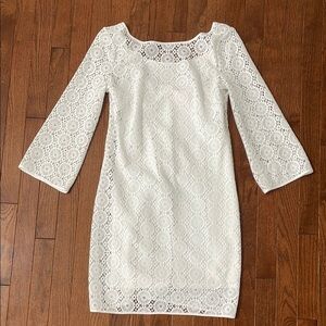 Lilly Pulitzer White Sheath Dress with 3/4 Raglan Sleeves